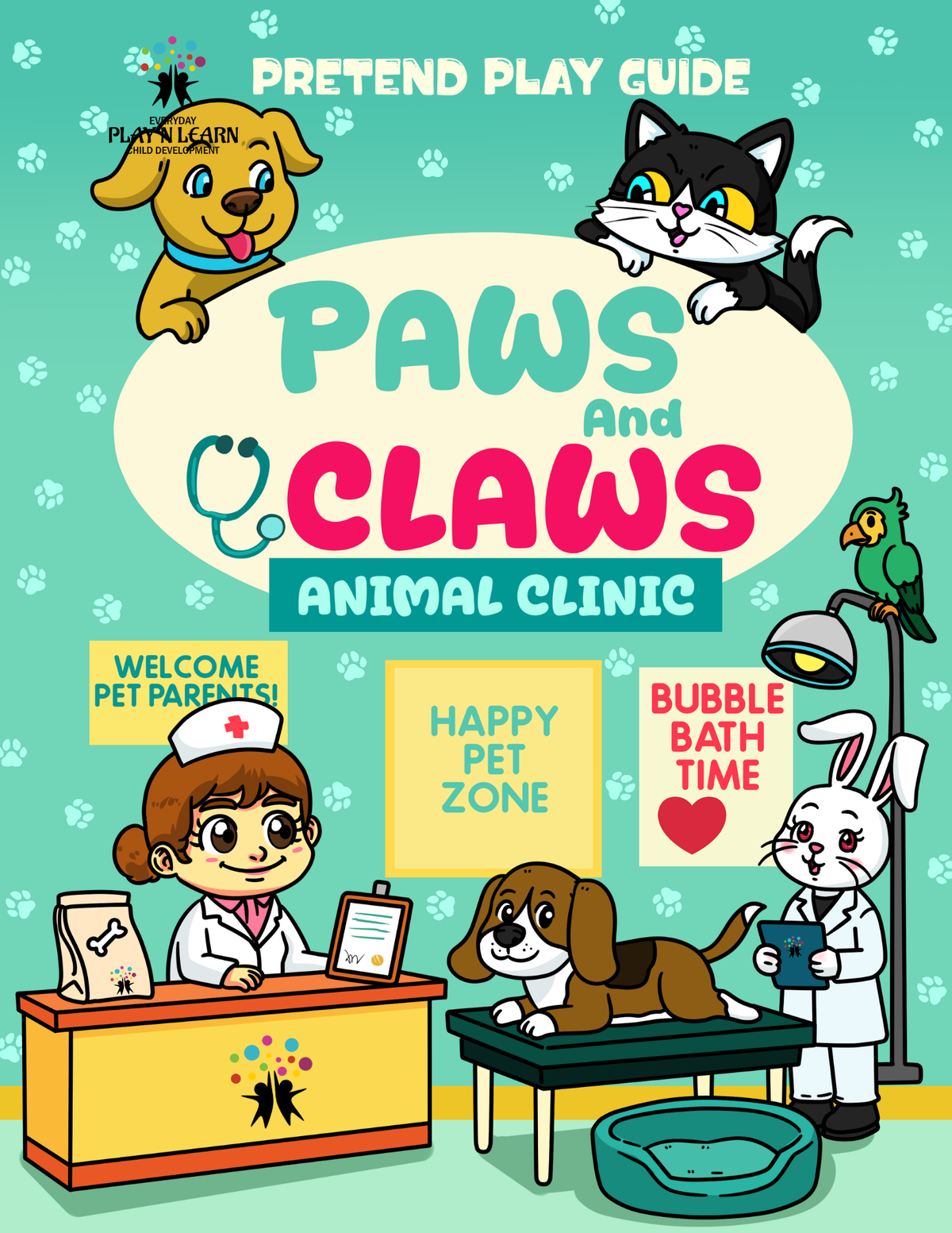 Paws and Claws Animal Clinic Pretend Play Pack | Printable Vet Role Play Worksheets & Medical Kit Printables