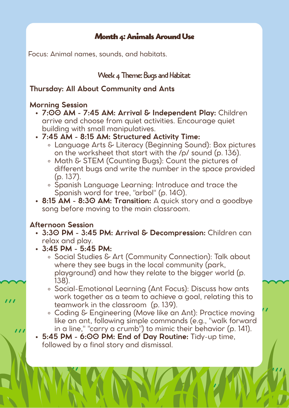 3–4 Years Old- Lesson Plan: Animals Around Us (Month 4) | Everyday Play N Learn Curriculum Series