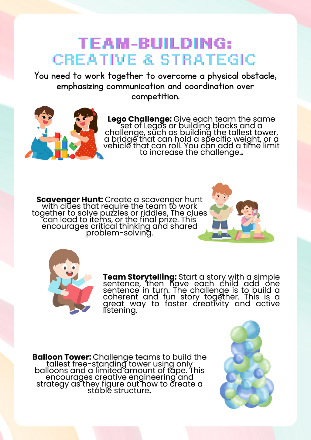 Teamwork & Leadership (Before & After Care Series) Kids Group Games & Social Skills Worksheets