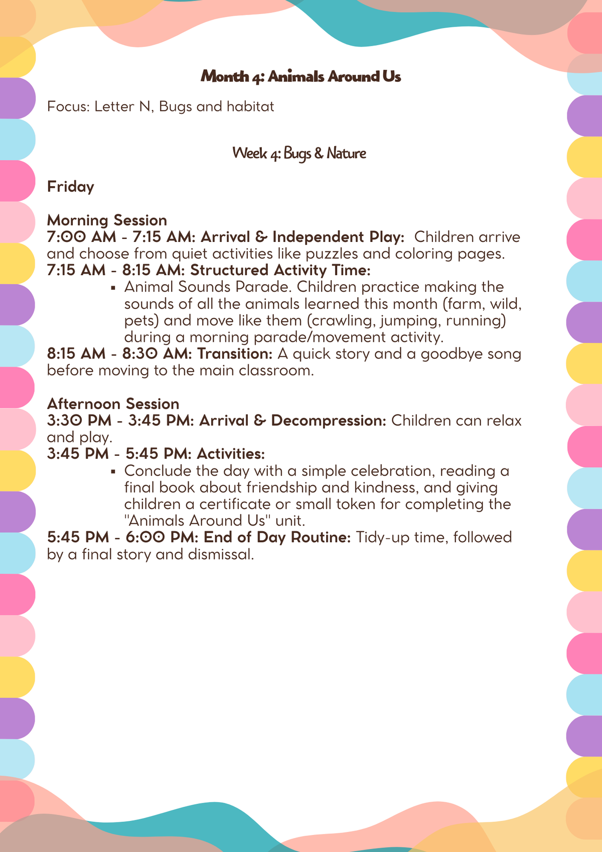 4–5 Years Old- Lesson Plan: Animals Around Us (Month 4) | Everyday Play N Learn Curriculum Series