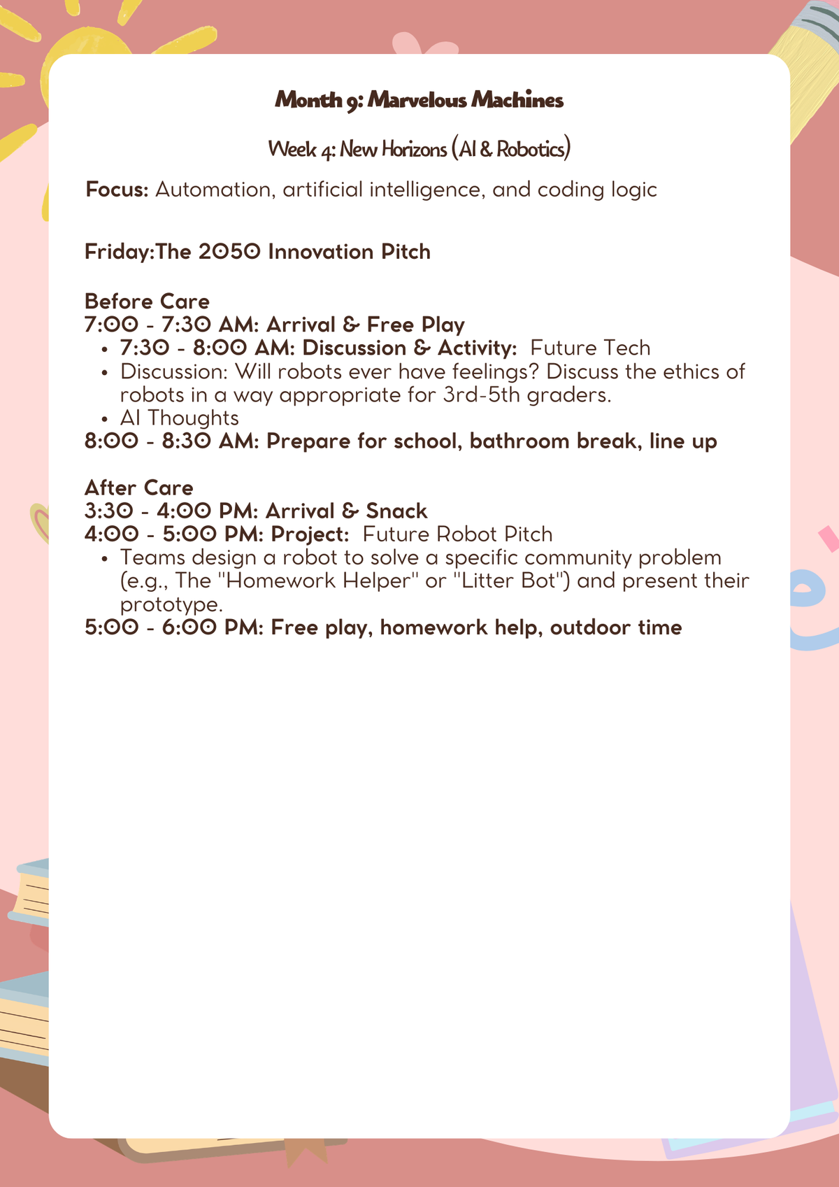 3rd–5th Grade: Lesson Plan: Marvelous Machines (Month 9) | Everyday Play N Learn Curriculum Series