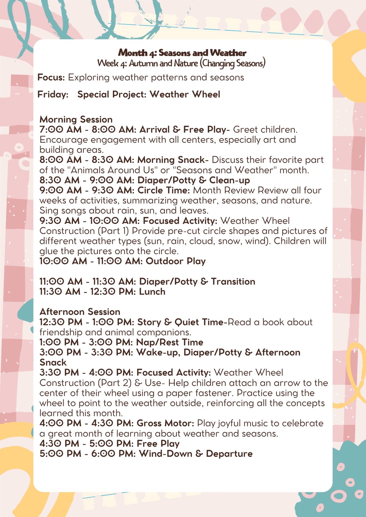 2 Years Old- Lesson Plan: Seasons & Weather (Month 4) | Everyday Play N Learn Curriculum Series