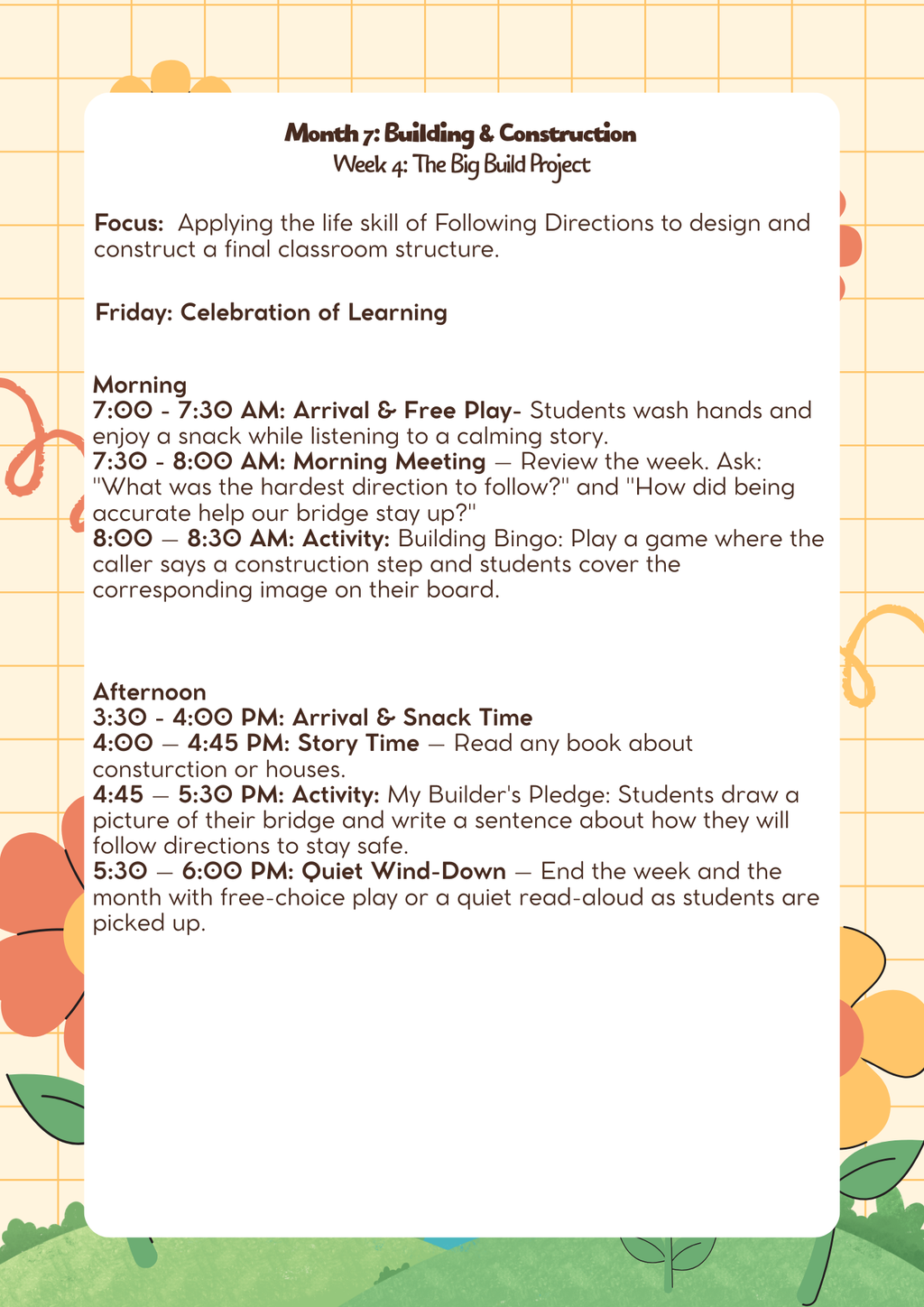 1st–2nd Grade- Lesson Plan: Building & Construction (Month 7) | Everyday Play N Learn Curriculum Series