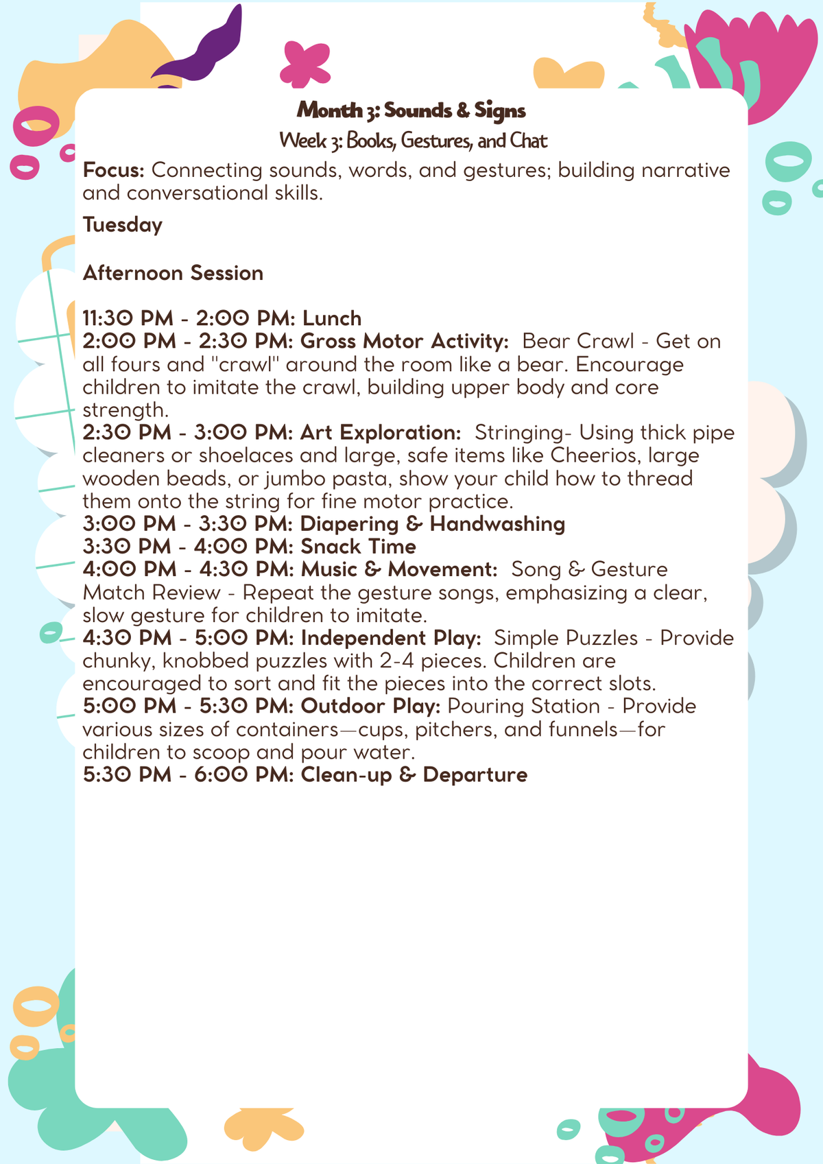 12–18 Months: Lesson Plan: Sounds & Signs (Month 3) | Everyday Play N Learn Curriculum Series