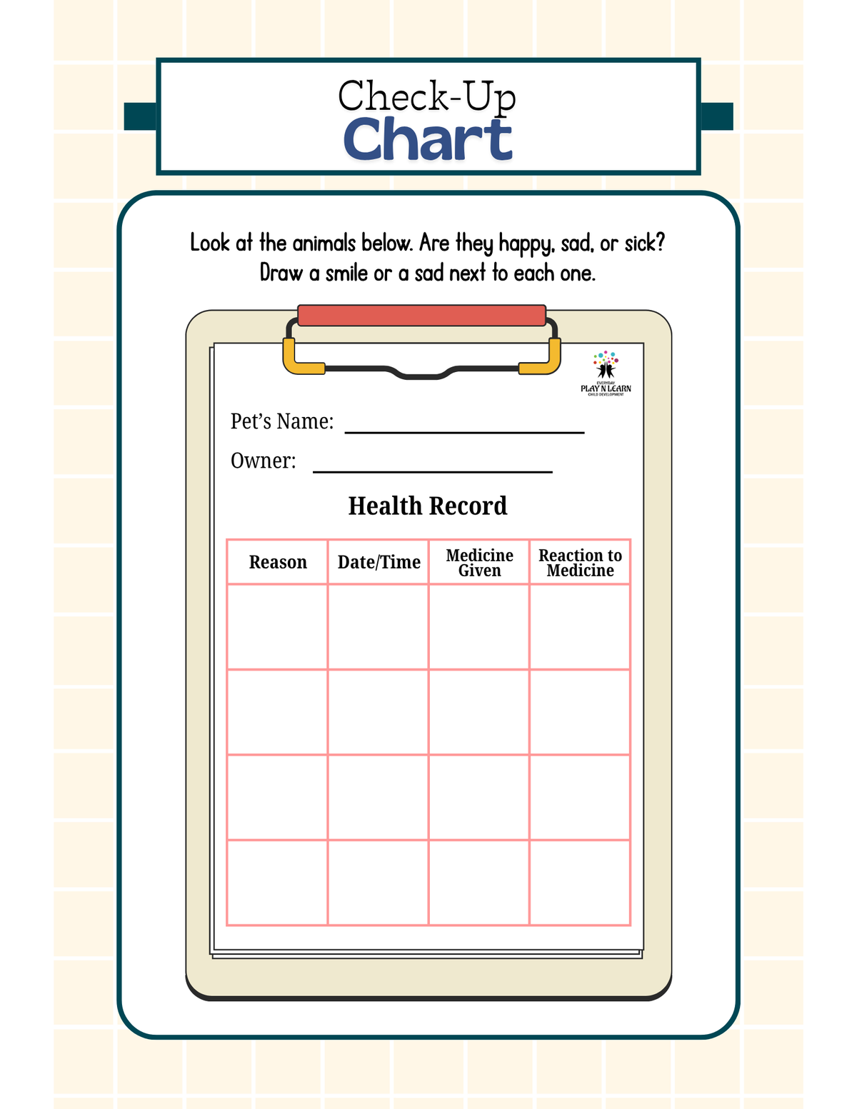 Paws and Claws Animal Clinic Pretend Play Pack | Printable Vet Role Play Worksheets & Medical Kit Printables