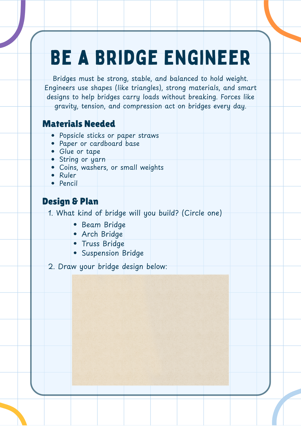 Design a Bridge STEM & Art Hybrid Project | STEM Activity Pack