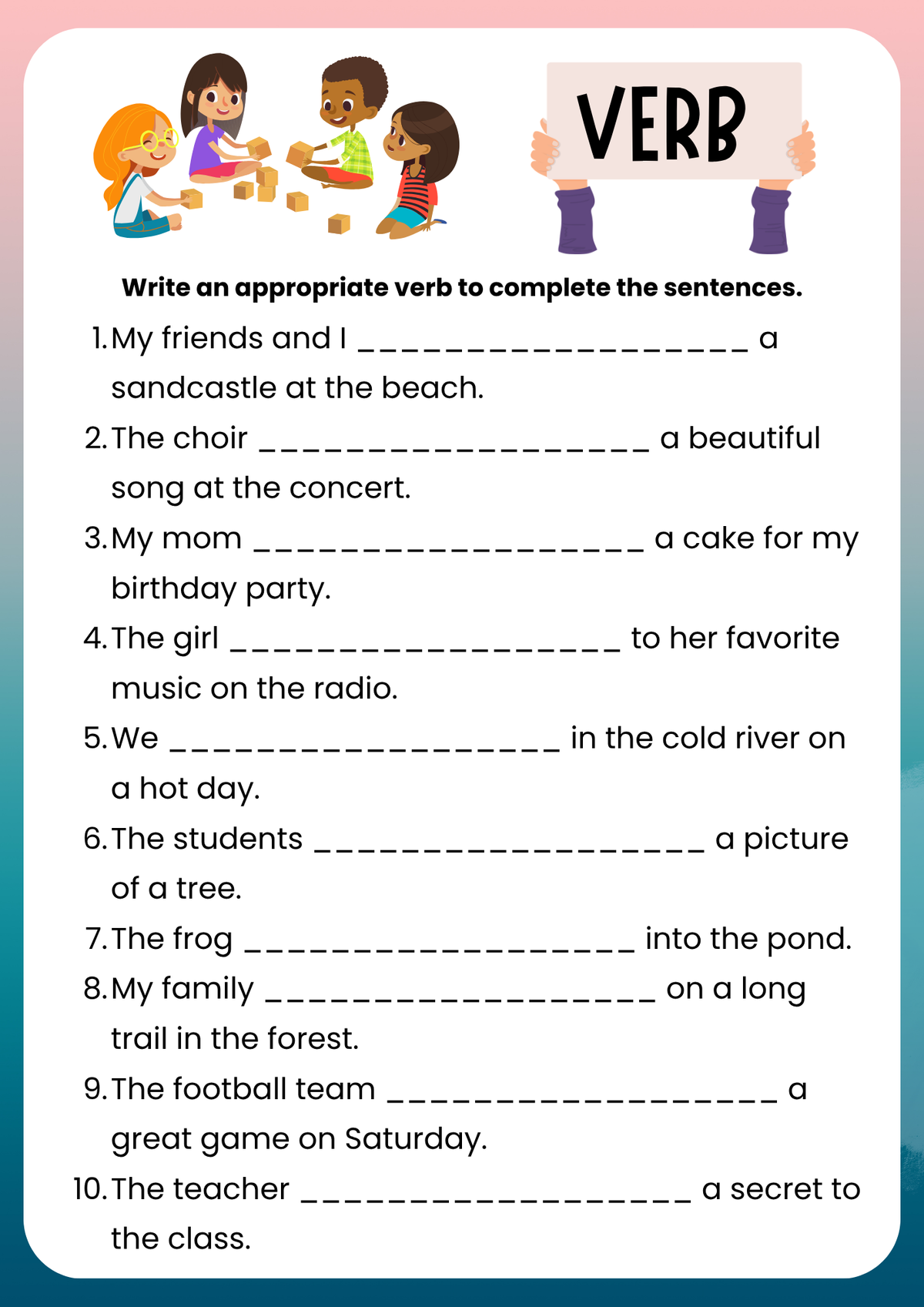 Verbs (3rd-4th Grade) Unlock the Power of Language Supplemental Activity Unit (Sample)| Everyday Play N Learn Curriculum Series