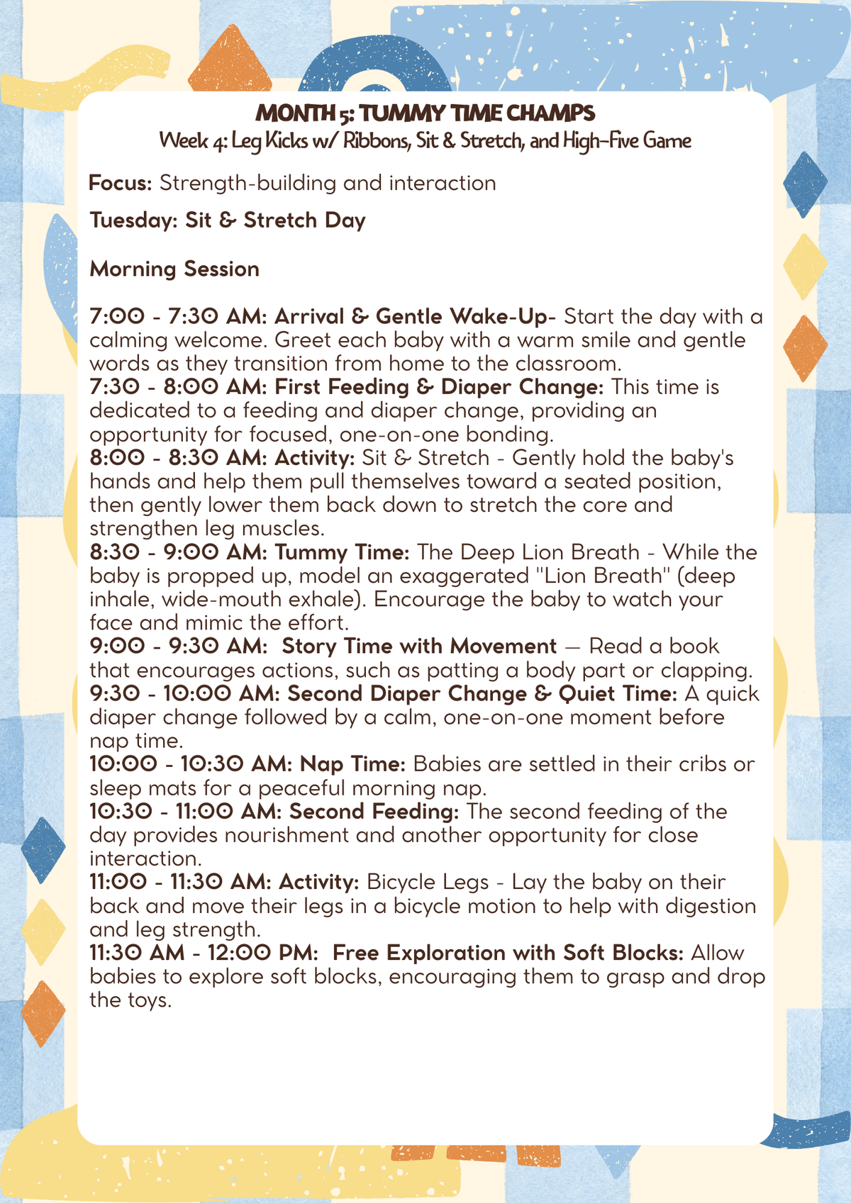 6 Weeks–12 Months: Lesson Plan: Tummy Time Champs (Month 5) | Everyday Play N Learn Curriculum Series