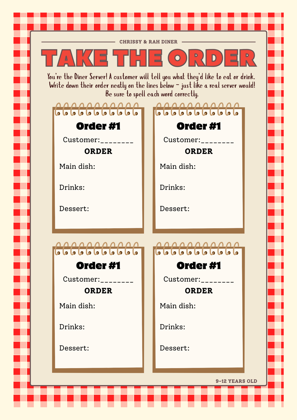 Chrissy & Rah Diner: Pretend Play Guide & Activity Workbook | Pretend Play Series