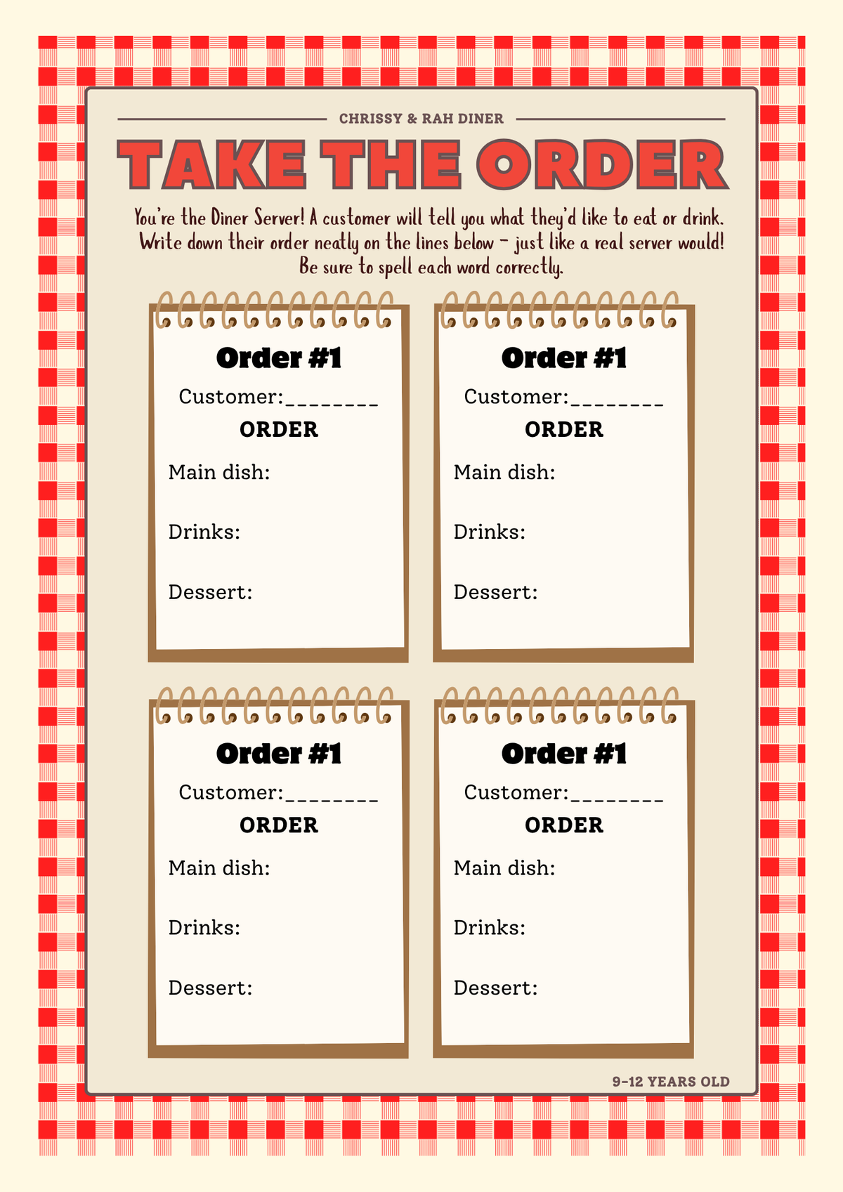Chrissy & Rah Diner: Pretend Play Guide & Activity Workbook | Pretend Play Series