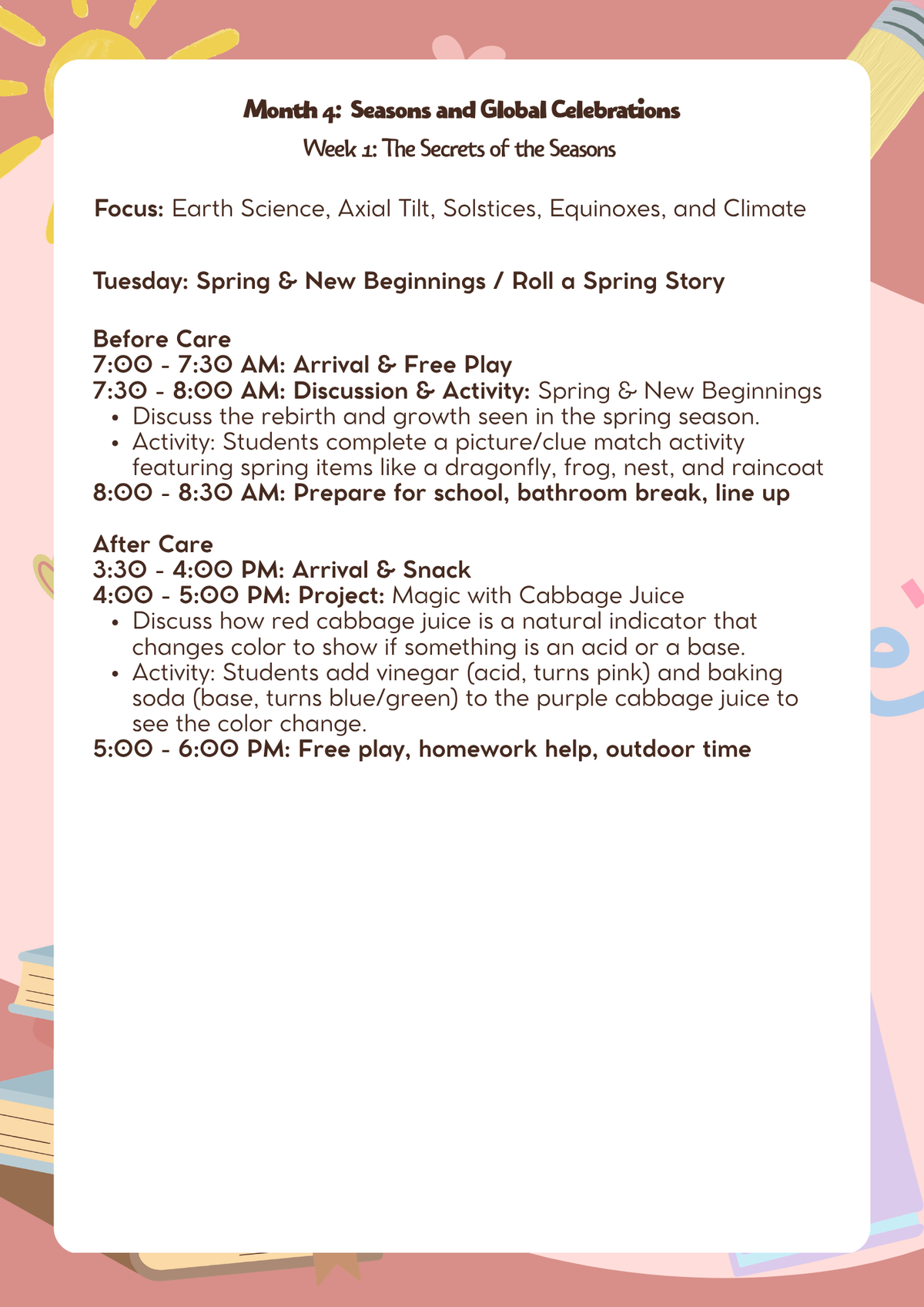 3rd–5th Grade: Lesson Plan: Seasons & Global Celebrations (Month 4) | Everyday Play N Learn Curriculum Series