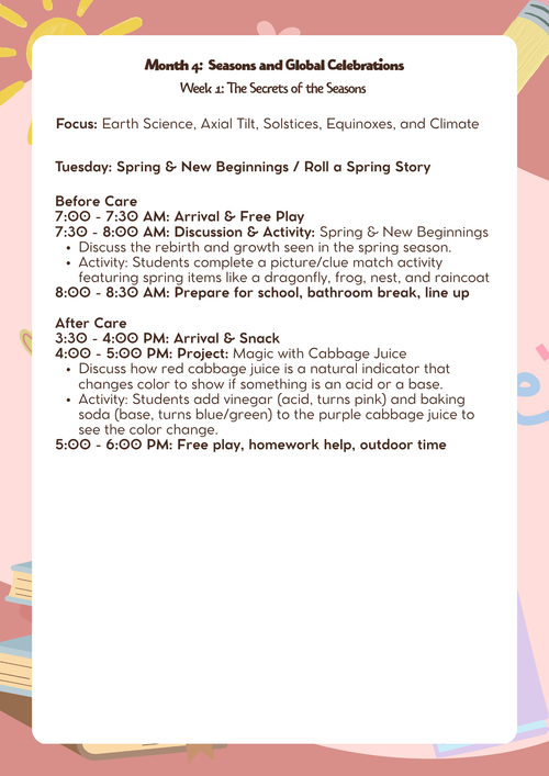 3rd–5th Grade: Lesson Plan: Seasons & Global Celebrations (Month 4) | Everyday Play N Learn Curriculum Series
