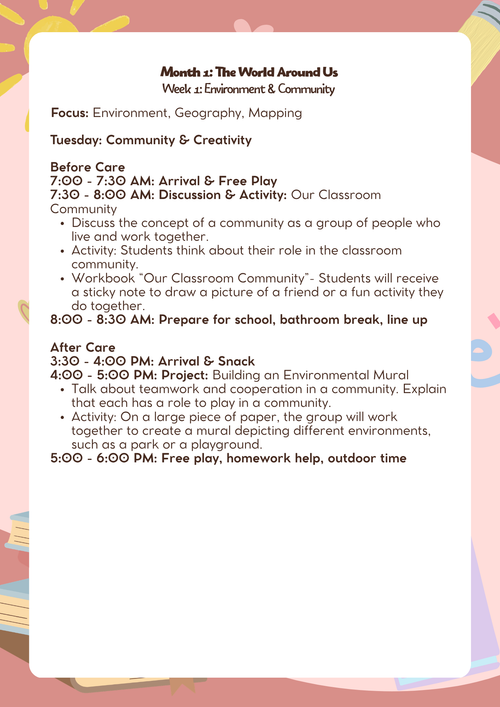 3rd–5th Grade: Lesson Plan: The World Around Us (Month 1) | Everyday Play N Learn Curriculum Series