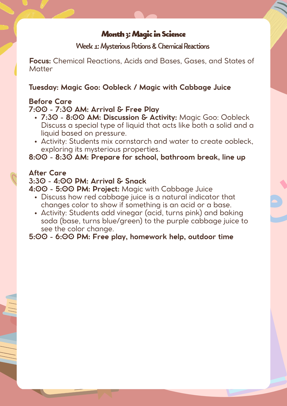 3rd–5th Grade: Lesson Plan: Magic in Science (Month 3) | Everyday Play N Learn Curriculum Series