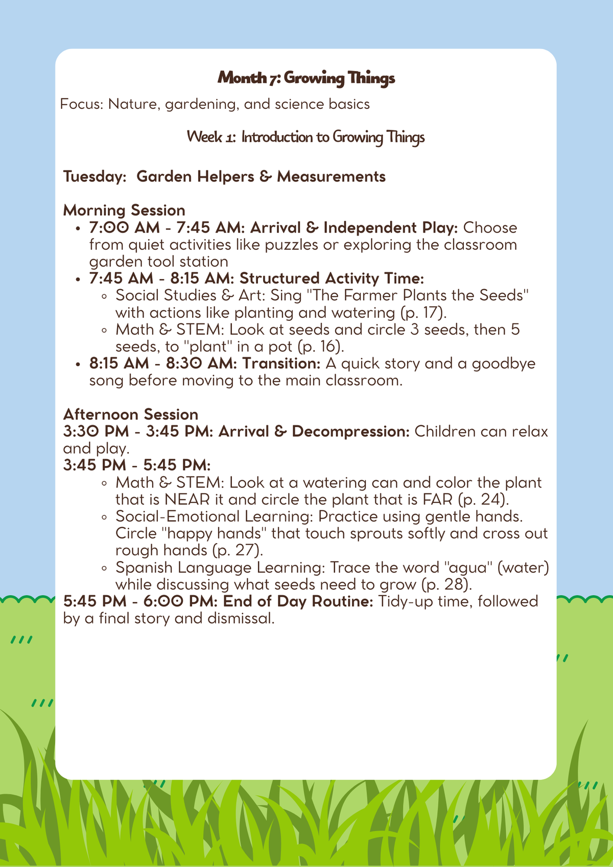 3–4 Years Old- Lesson Plan: Growing Things (Month 7) | Everyday Play N Learn Curriculum Series