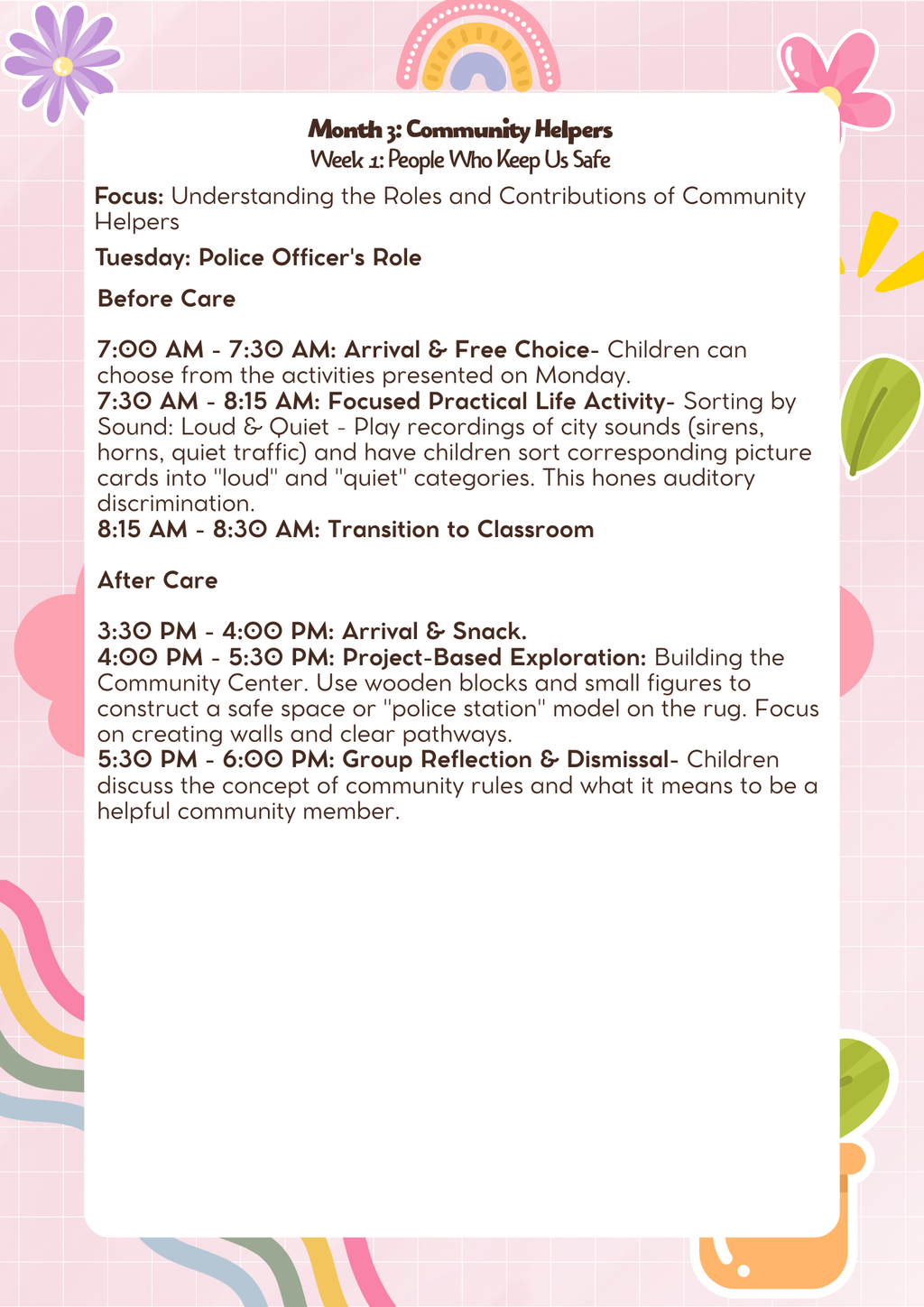Kindergarten: Lesson Plan: Community Helpers (Month 3) | Everyday Play N Learn Curriculum Series