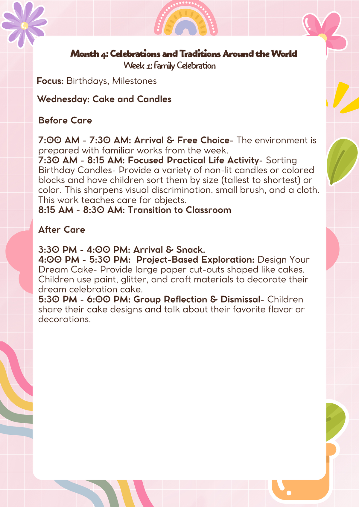 Kindergarten: Lesson Plan: Celebrations and Traditions Around the World (Month 4) | Everyday Play N Learn Curriculum Series