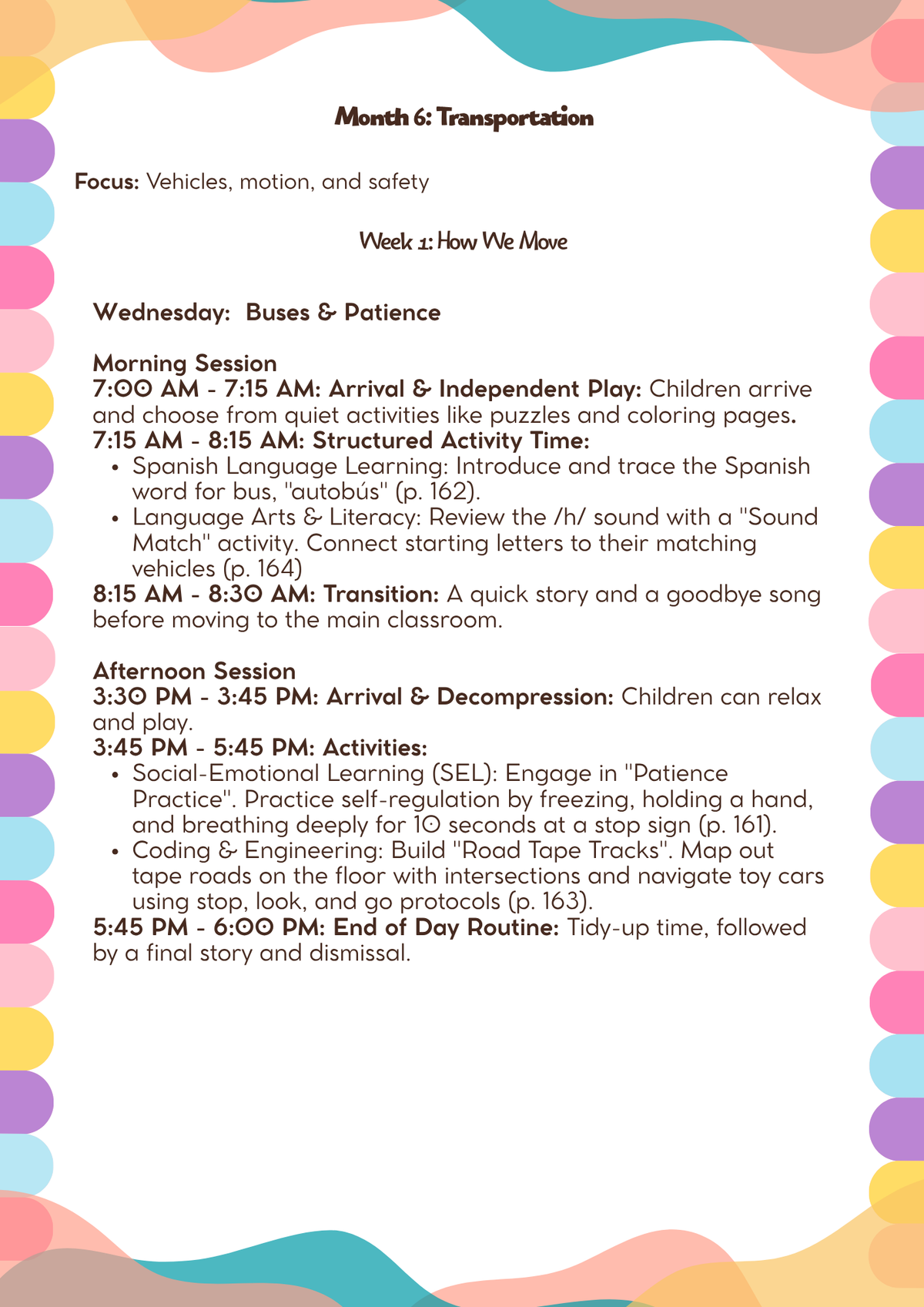 Ages 4–5: Lesson Plan: Transportation (Month 6) | Everyday Play N Learn Curriculum Series