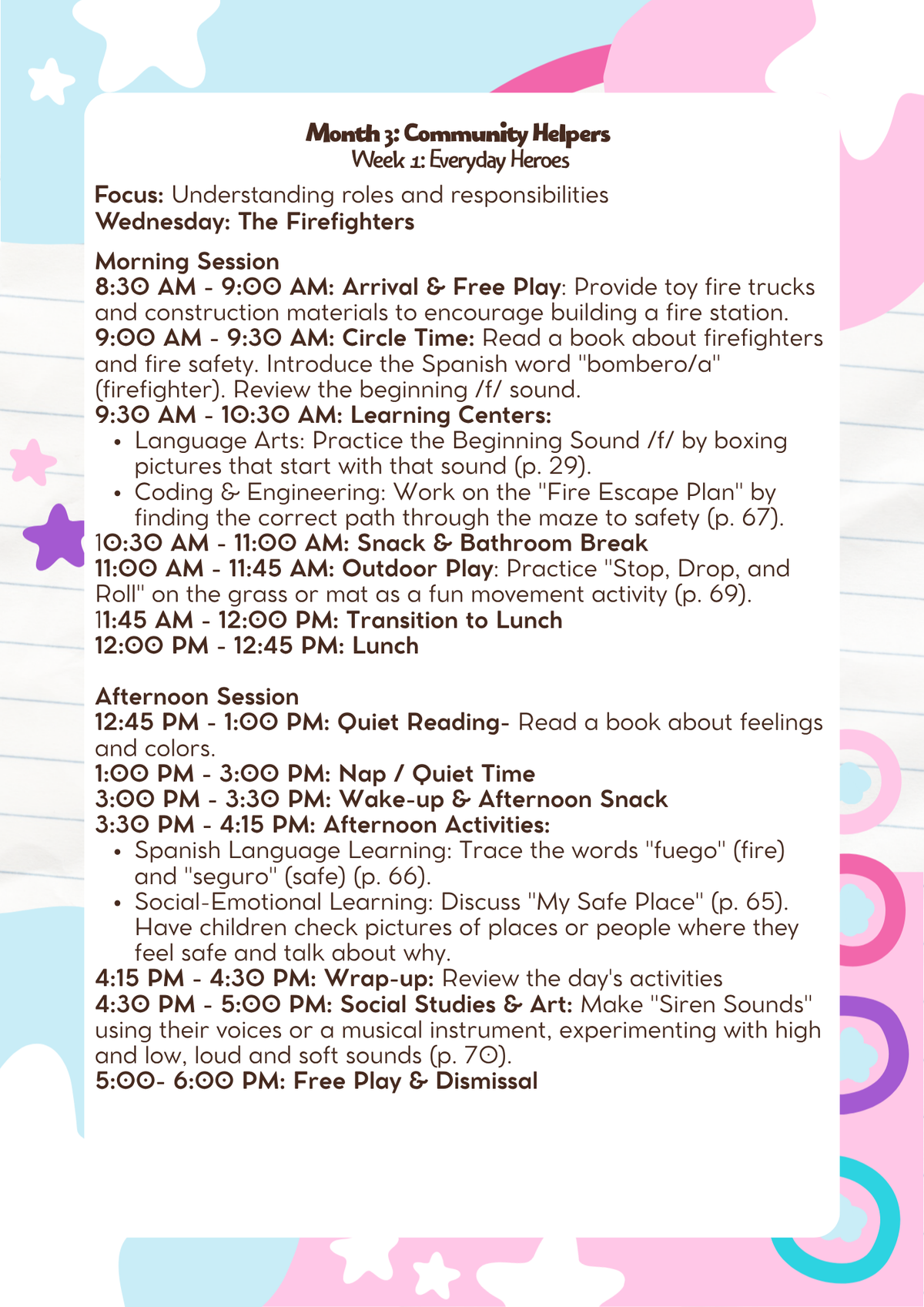 3–4 Years Old: Lesson Plan: Community Helpers (Month 3) | Everyday Play N Learn Curriculum Series