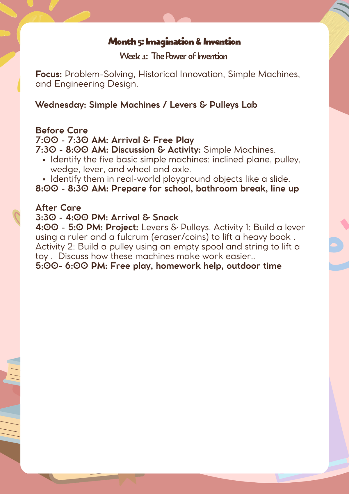 3rd–5th Grade: Lesson Plan: Imagination & Invention (Month 5) | Everyday Play N Learn Curriculum Series