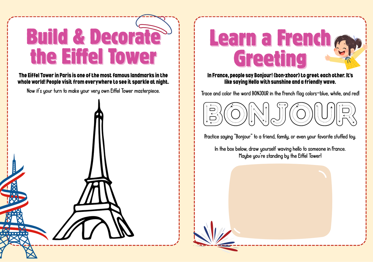 France World Traveler Passport Booklet | Geography & Social Studies Mini Activity Unit