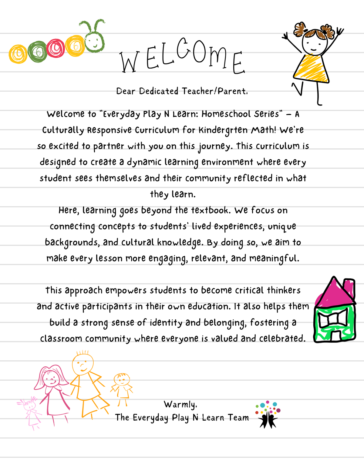 Culturally Responsive Kindergarten Math Curriculum & Assessment Guide | Homeschool Teacher Manual