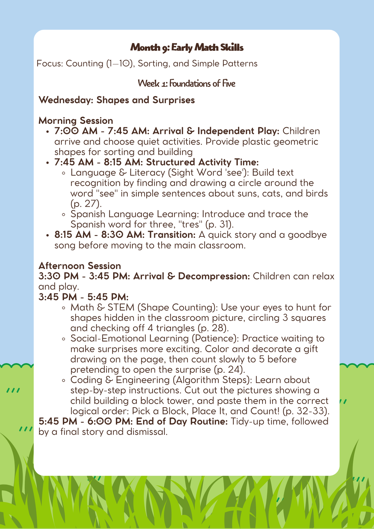 3–4 Years Old- Lesson Plan: Early Math Skills (Month 9) | Everyday Play N Learn Curriculum Series