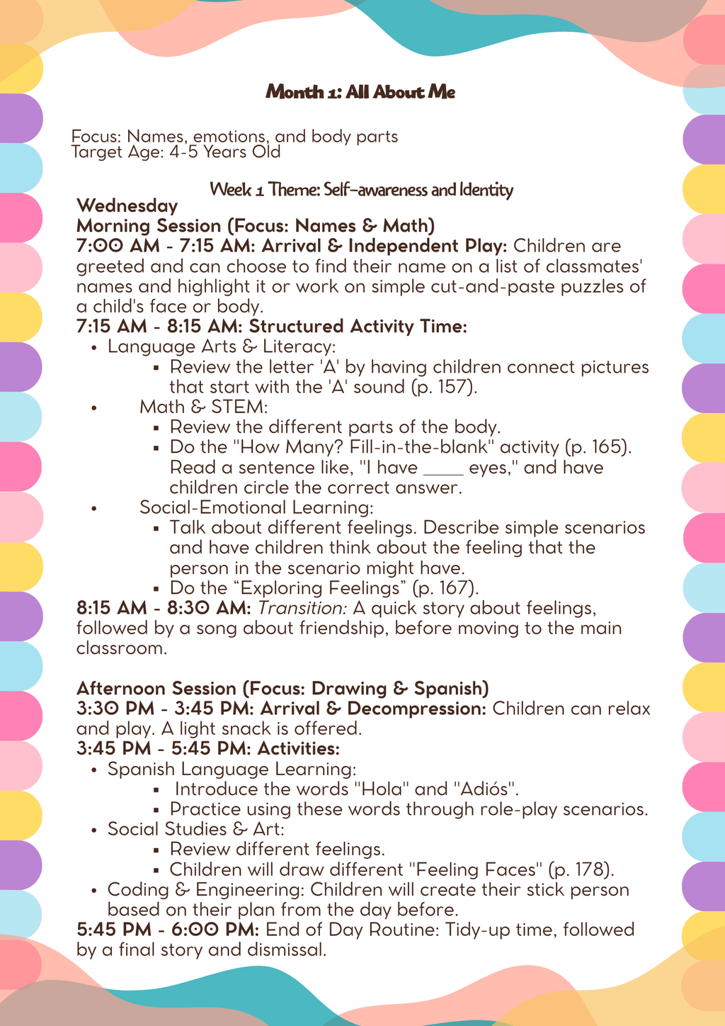 4–5 Years Old- Lesson Plan: All About Me (Month 1) | Everyday Play N Learn Curriculum Series