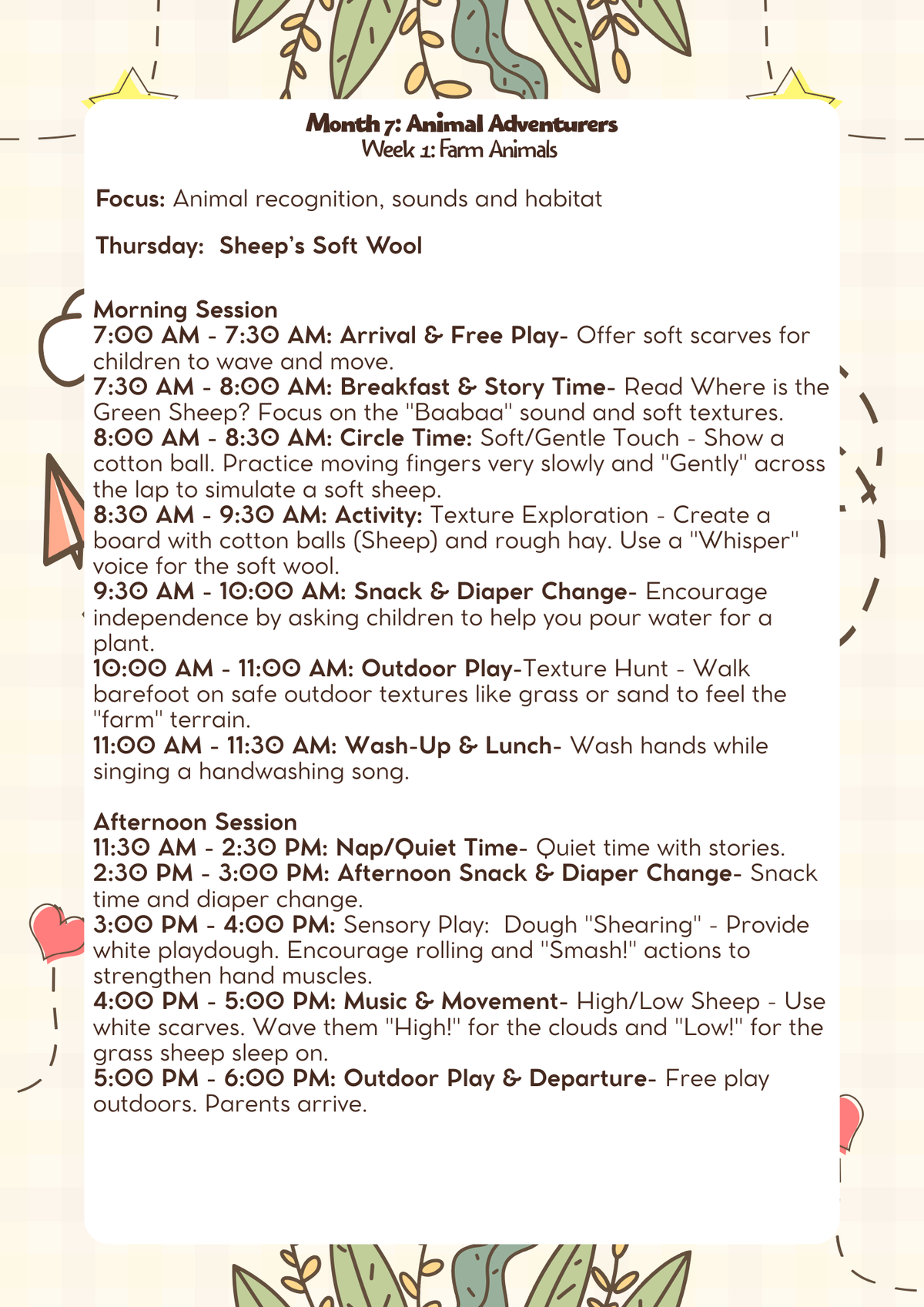 Month 7: Lesson Plan: Animal Adventurers (18–24 Months) | Everyday Play N Learn Curriculum Series