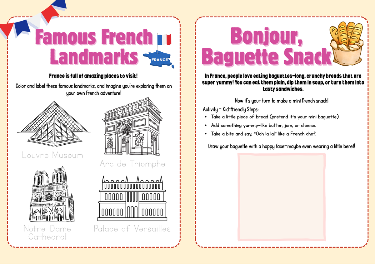 France World Traveler Passport Booklet | Geography & Social Studies Mini Activity Unit