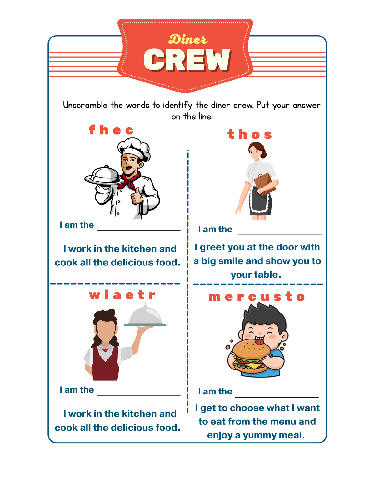 Diner Pretend Play Activity Guide | Printable Restaurant Role-Play & Applied Math Workbook