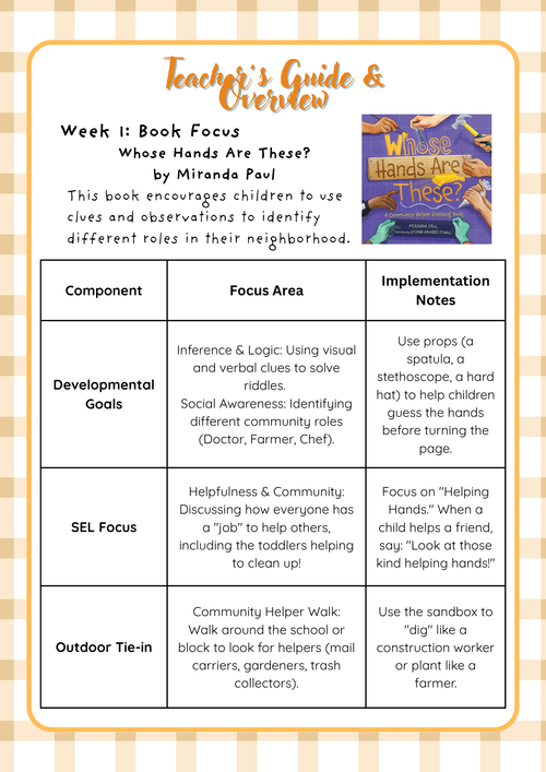 2-Year-Old Classroom: Book Week Adventure Unit: May Teacher's Guide | Everyday Play N Learn Curriculum Series