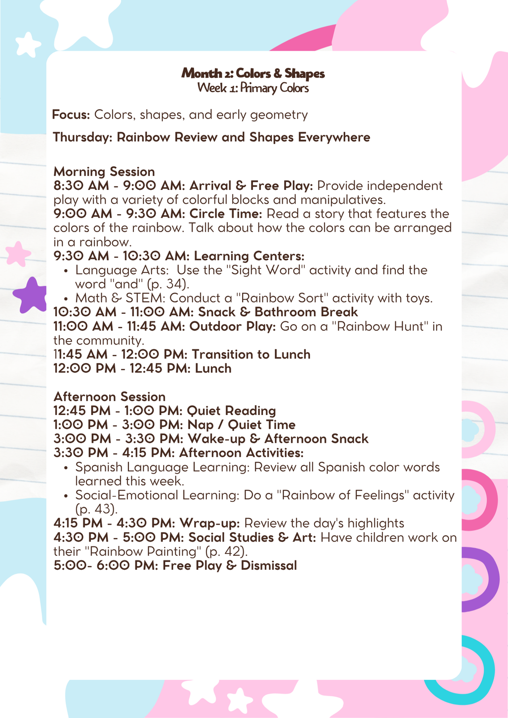 3–4 Years Old: Lesson Plan: Colors & Shapes (Month 2) | Everyday Play N Learn Curriculum Series