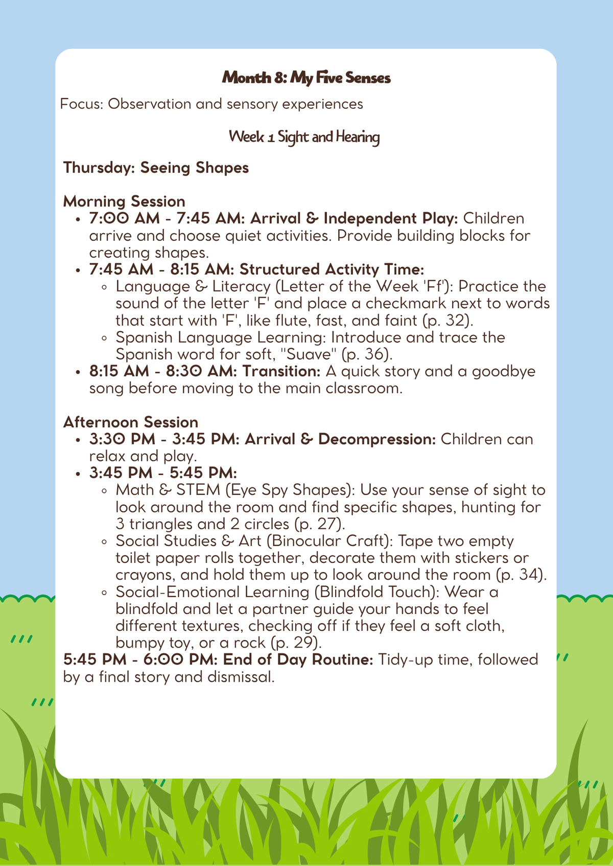 3–4 Years Old- Lesson Plan: My Five Senses (Month 8) | Everyday Play N Learn Curriculum Series