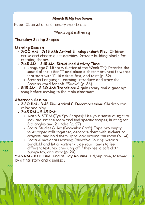 3–4 Years Old- Lesson Plan: My Five Senses (Month 8) | Everyday Play N Learn Curriculum Series