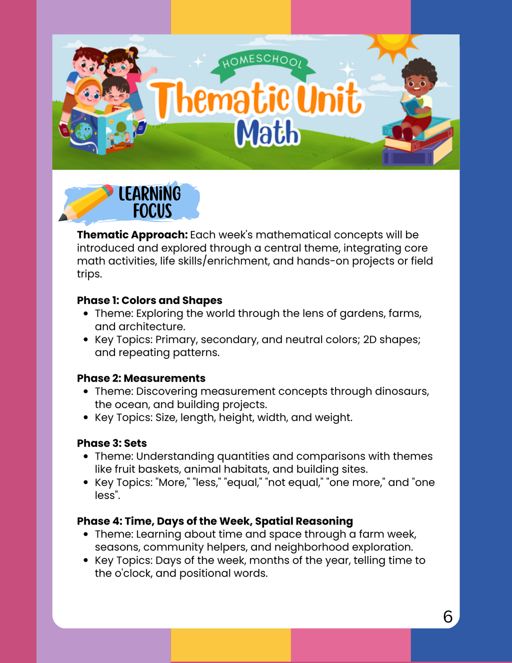 Thematic Unit Kindergarten Math Curriculum & Assessment Guide | Homeschool Teacher Manual