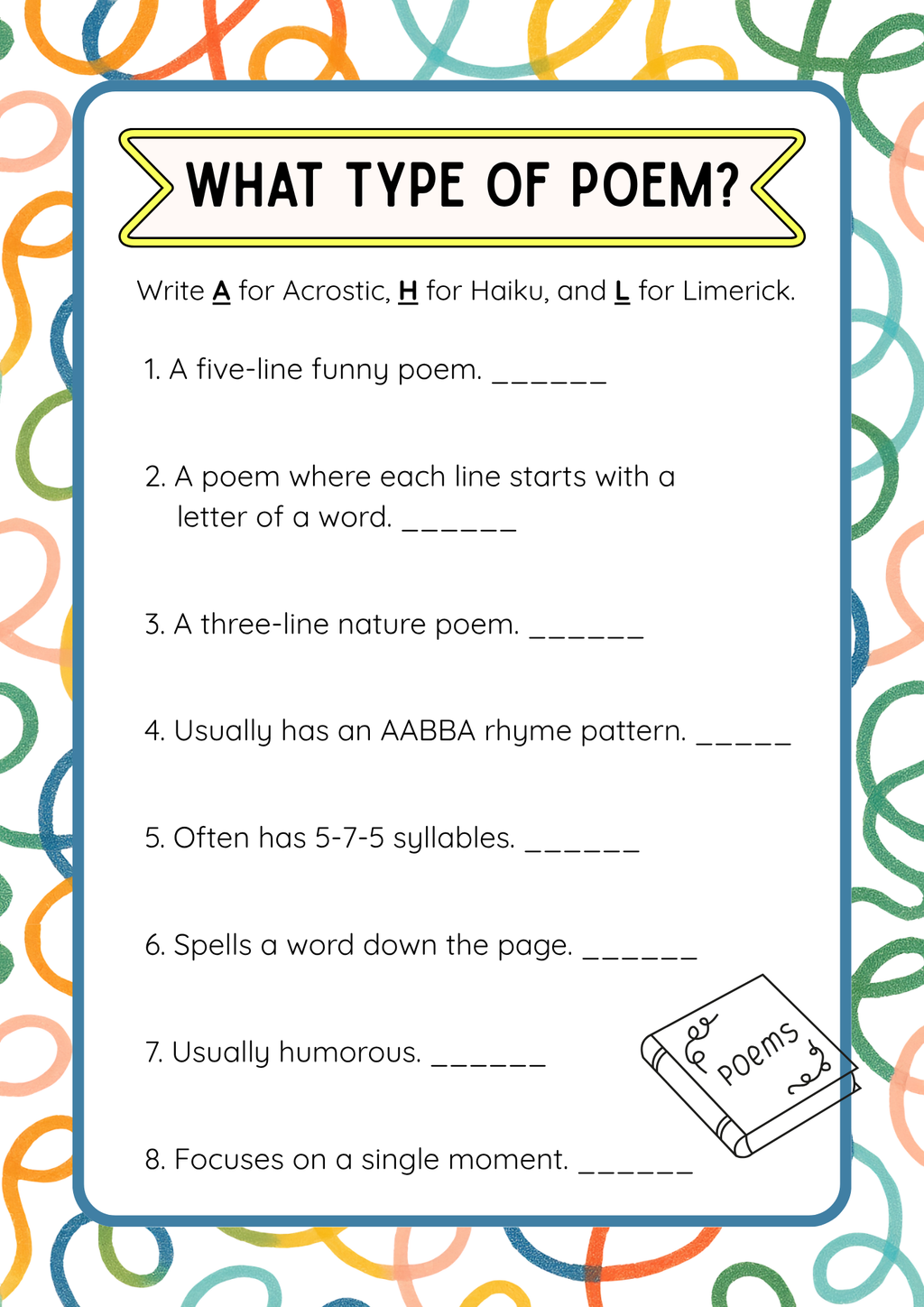 Poetry Exploration Activity Pack (Grades 3-5) | Acrostic, Haiku & Limerick Worksheets