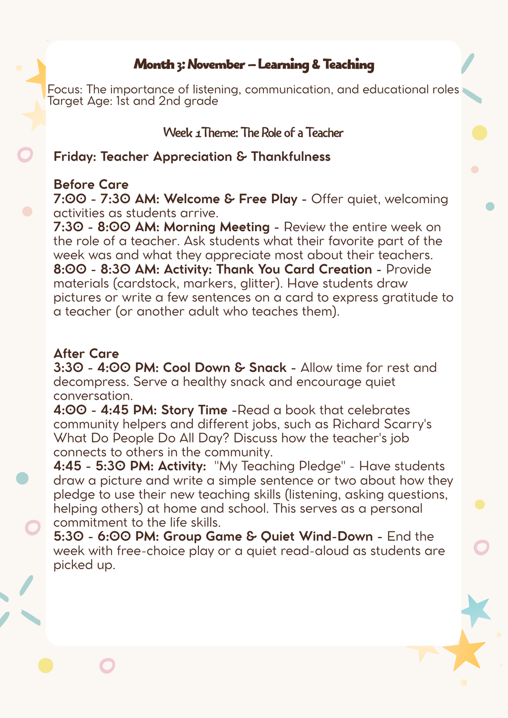 1st–2nd Grade- Lesson Plan: Learning & Teaching (Month 3)   | Everyday Play N Learn Curriculum Series