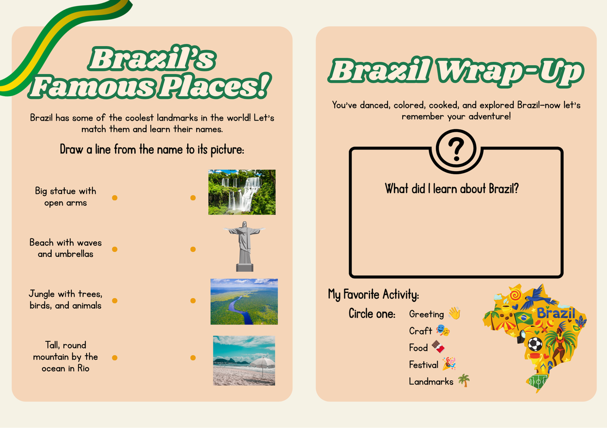 Brazil World Traveler Passport Booklet | Geography & Social Studies Mini Activity Unit