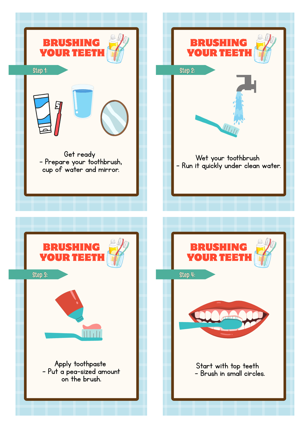 Brushing Teeth Life Skill Visual Cards | Printable Daily Routine Flashcards for Kids