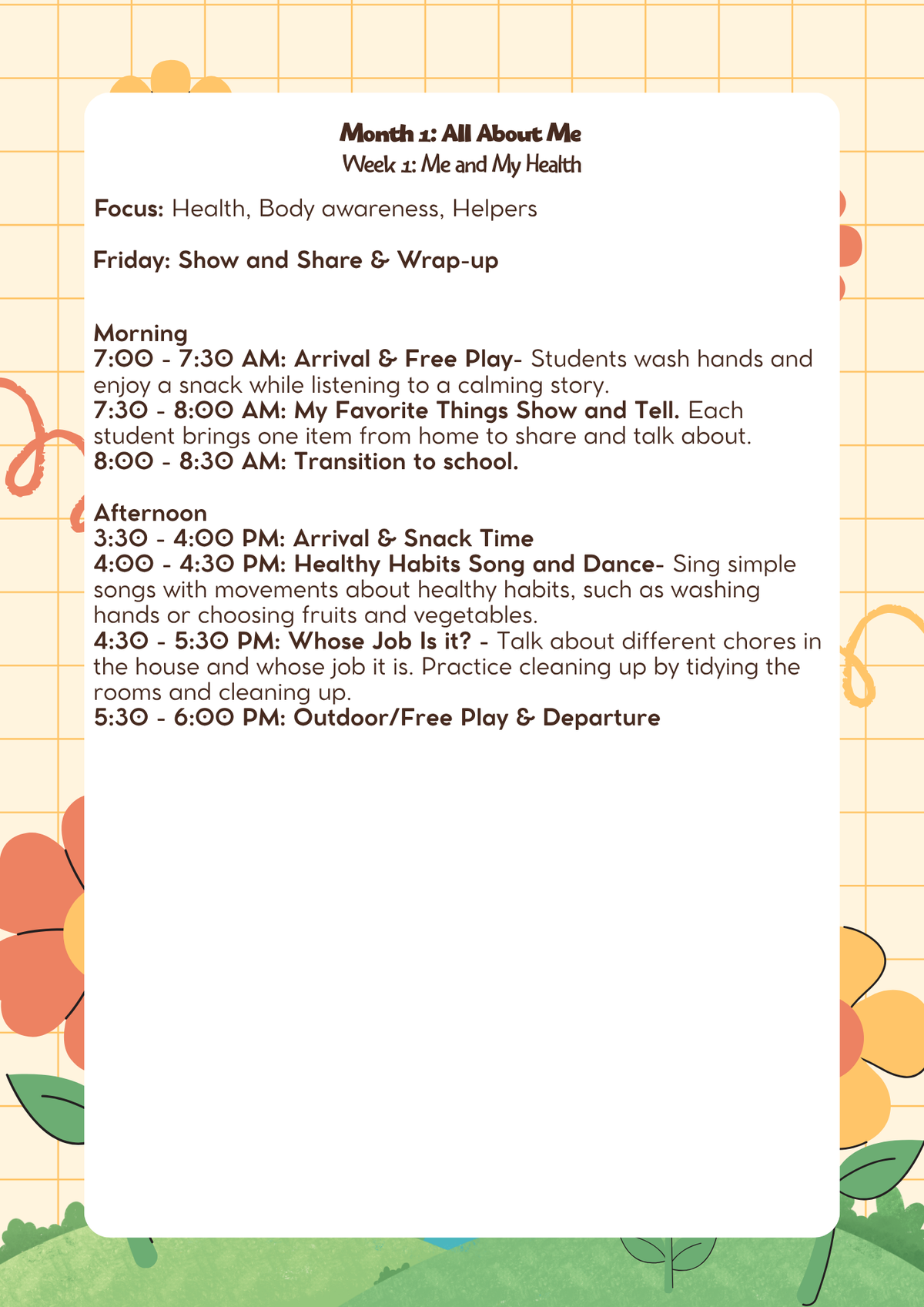 1st–2nd Grade- Lesson Plan: All About Me (Month 1) | Everyday Play N Learn Curriculum Series