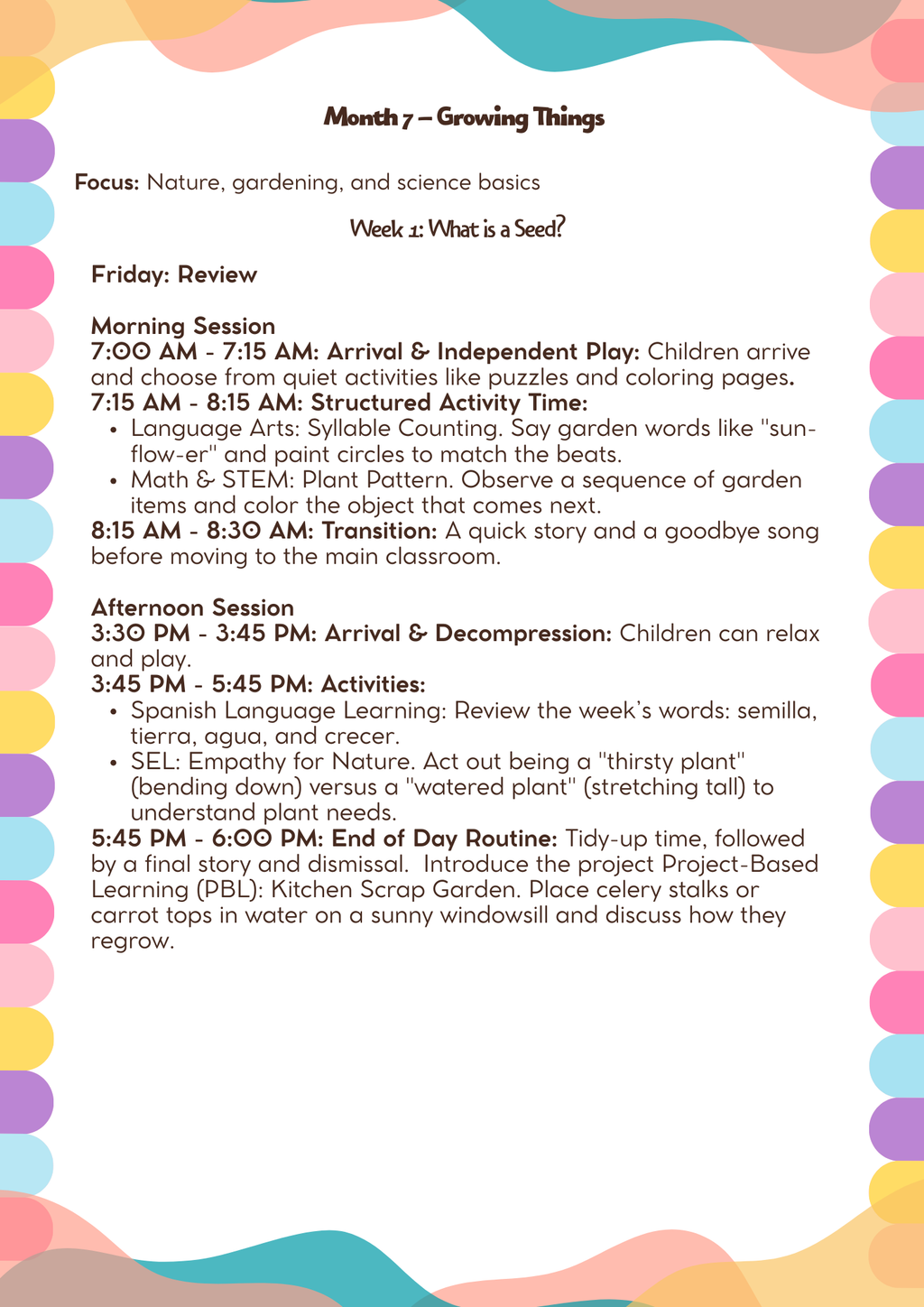 4–5 Years Old- Lesson Plan: Growing Things (Month 7) | Everyday Play N Learn Curriculum Series