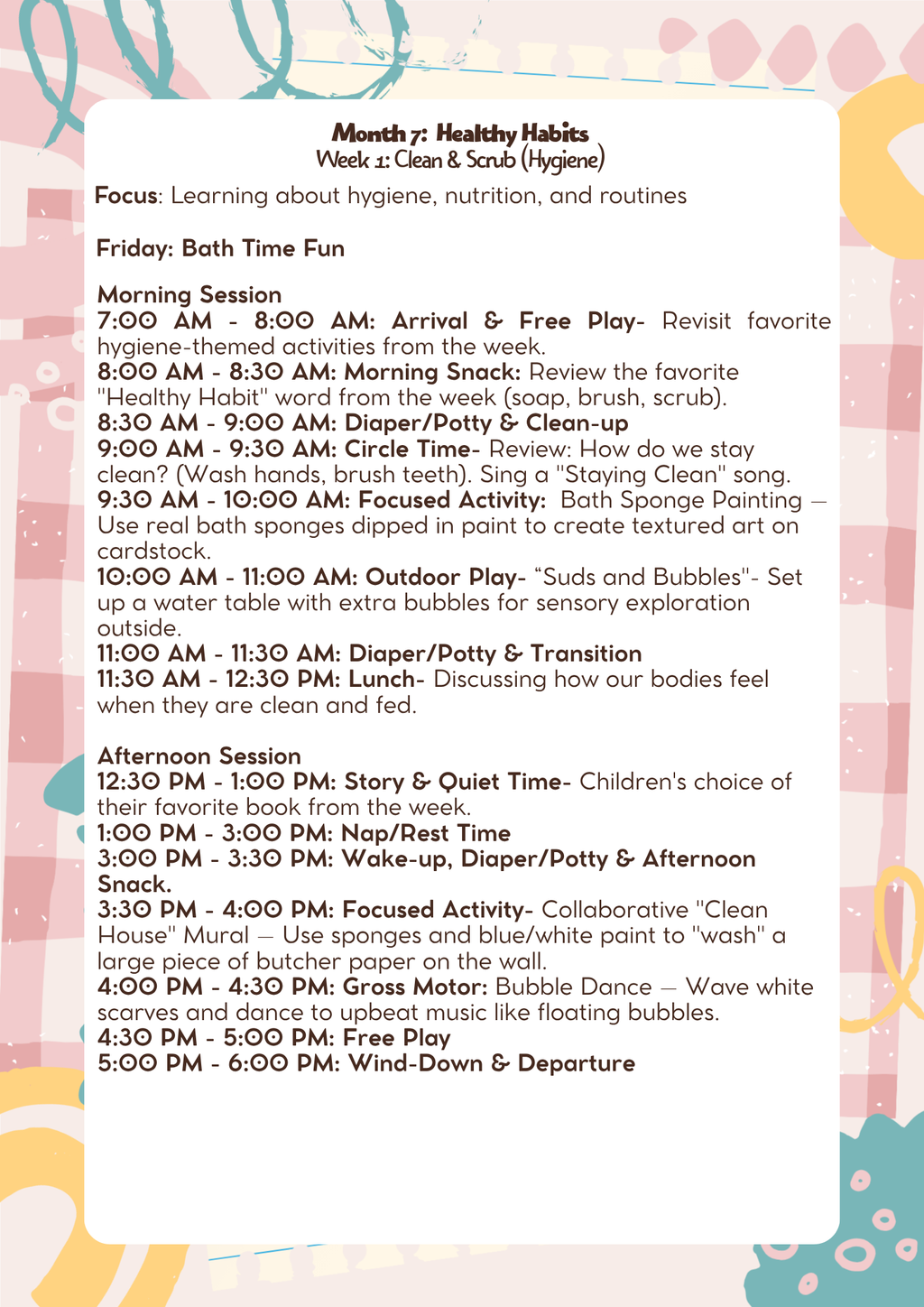 2 Years Old: Lesson Plan: Healthy Habits (Month 7) | Everyday Play N Learn Curriculum Series