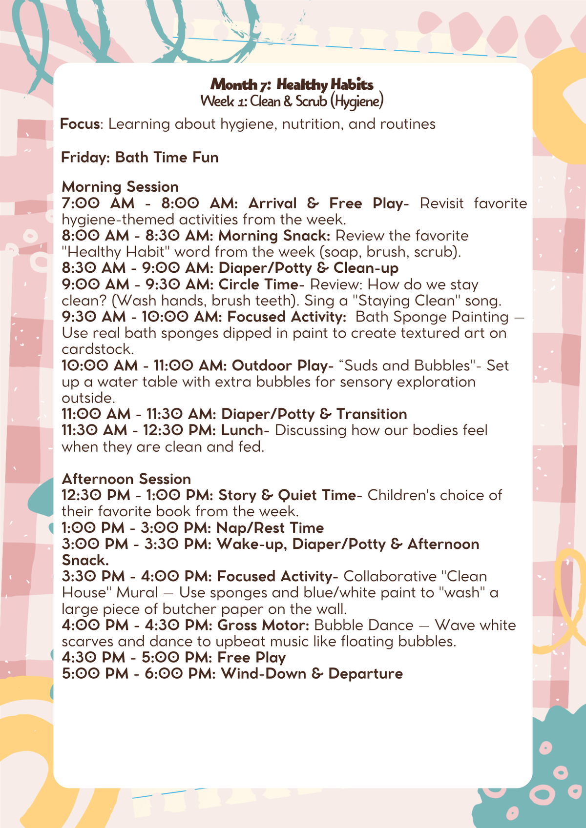 2 Years Old: Lesson Plan: Healthy Habits (Month 7) | Everyday Play N Learn Curriculum Series
