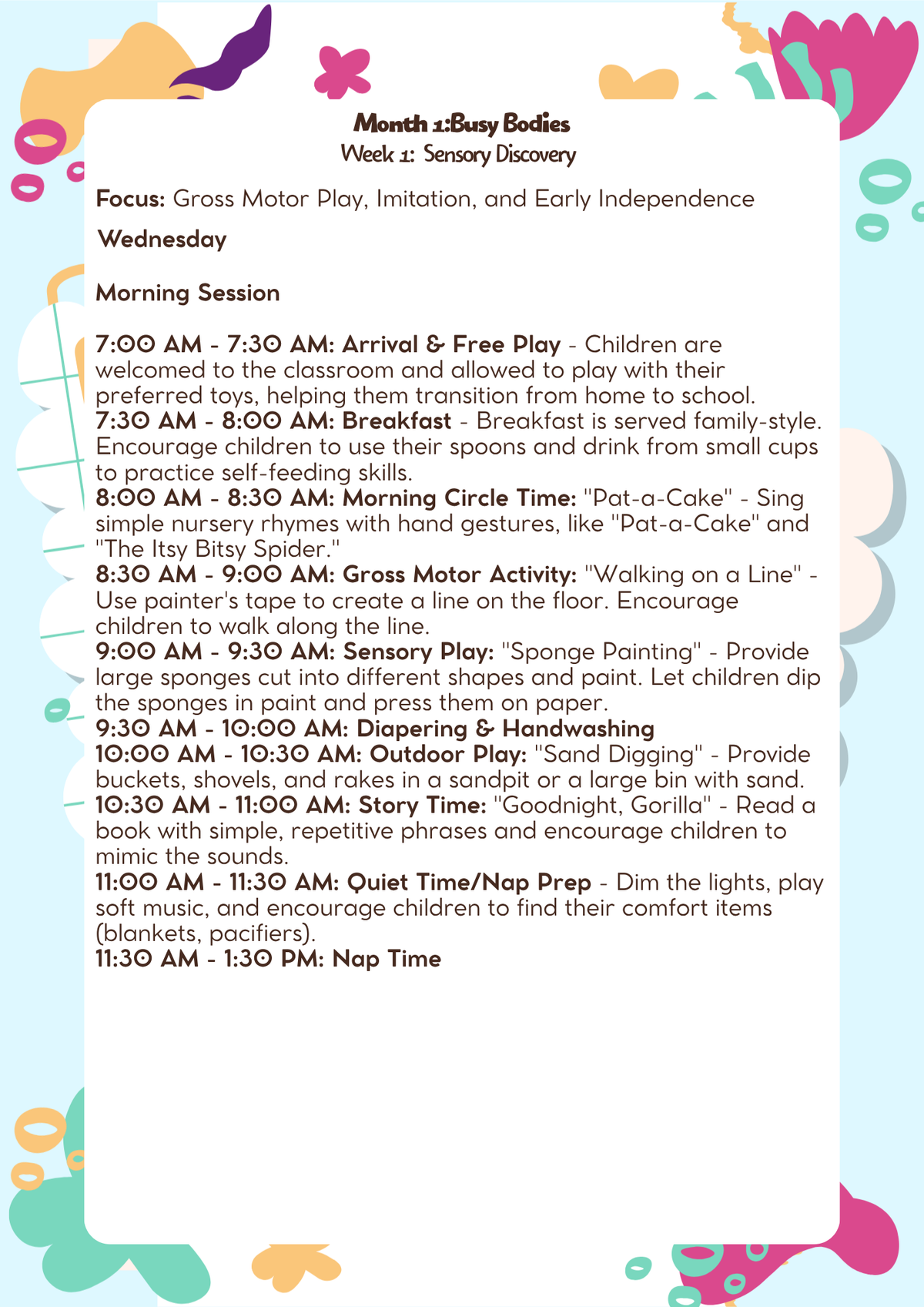 12–18 Months: Lesson Plan: Busy Bodies (Month 1) | Everyday Play N Learn Curriculum Series