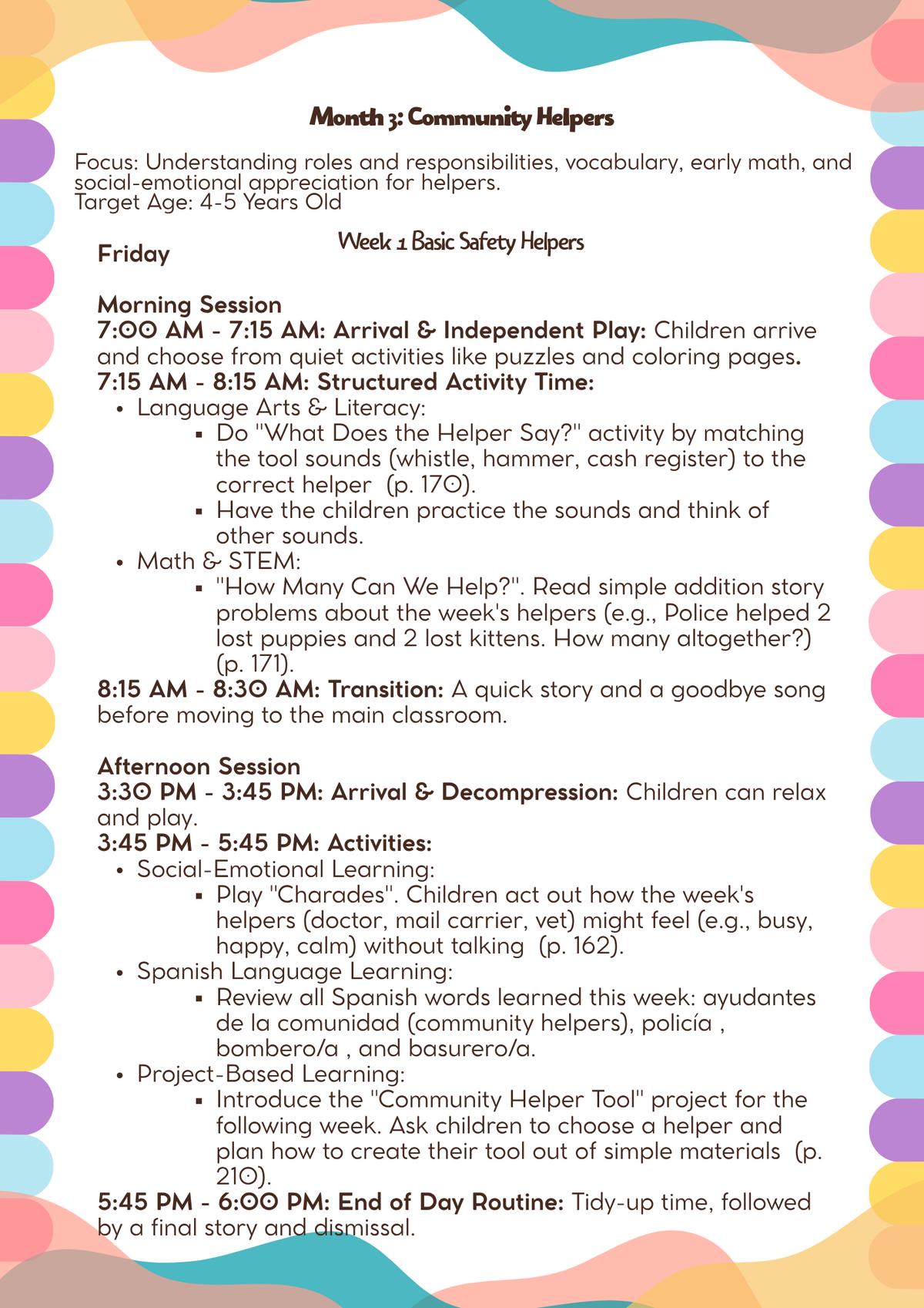 4–5 Years Old- Lesson Plan: Community Helpers (Month 3) | Everyday Play N Learn Curriculum Series