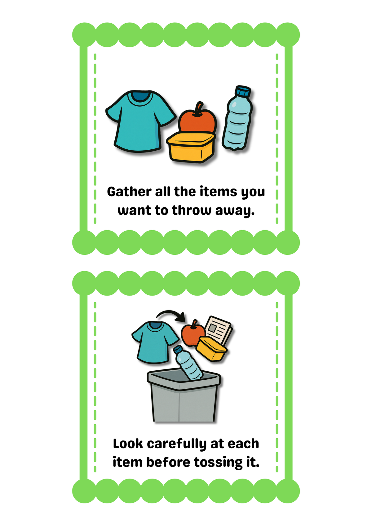 Sort and Recycle Life Skill Cards & Green Habits Tracker | Printable Recycling Flashcards for Kids