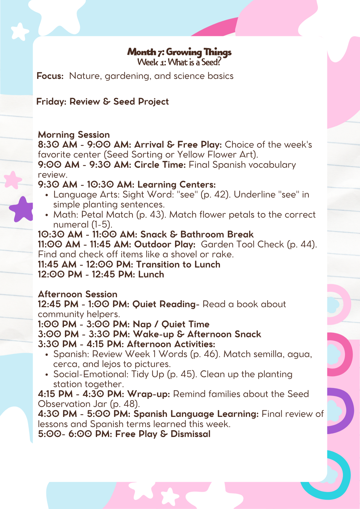 3–4 Years Old: Lesson Plan: Growing Things (Month 7) | Everyday Play N Learn Curriculum Series