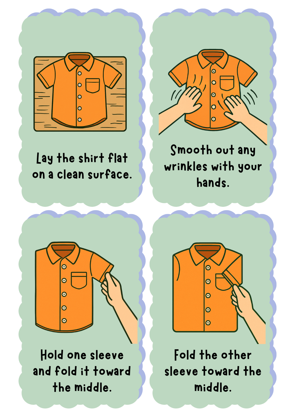 How to Fold a Shirt Life Skill Cards & Routine Checklist | Printable Laundry Practice Flashcards for Kids