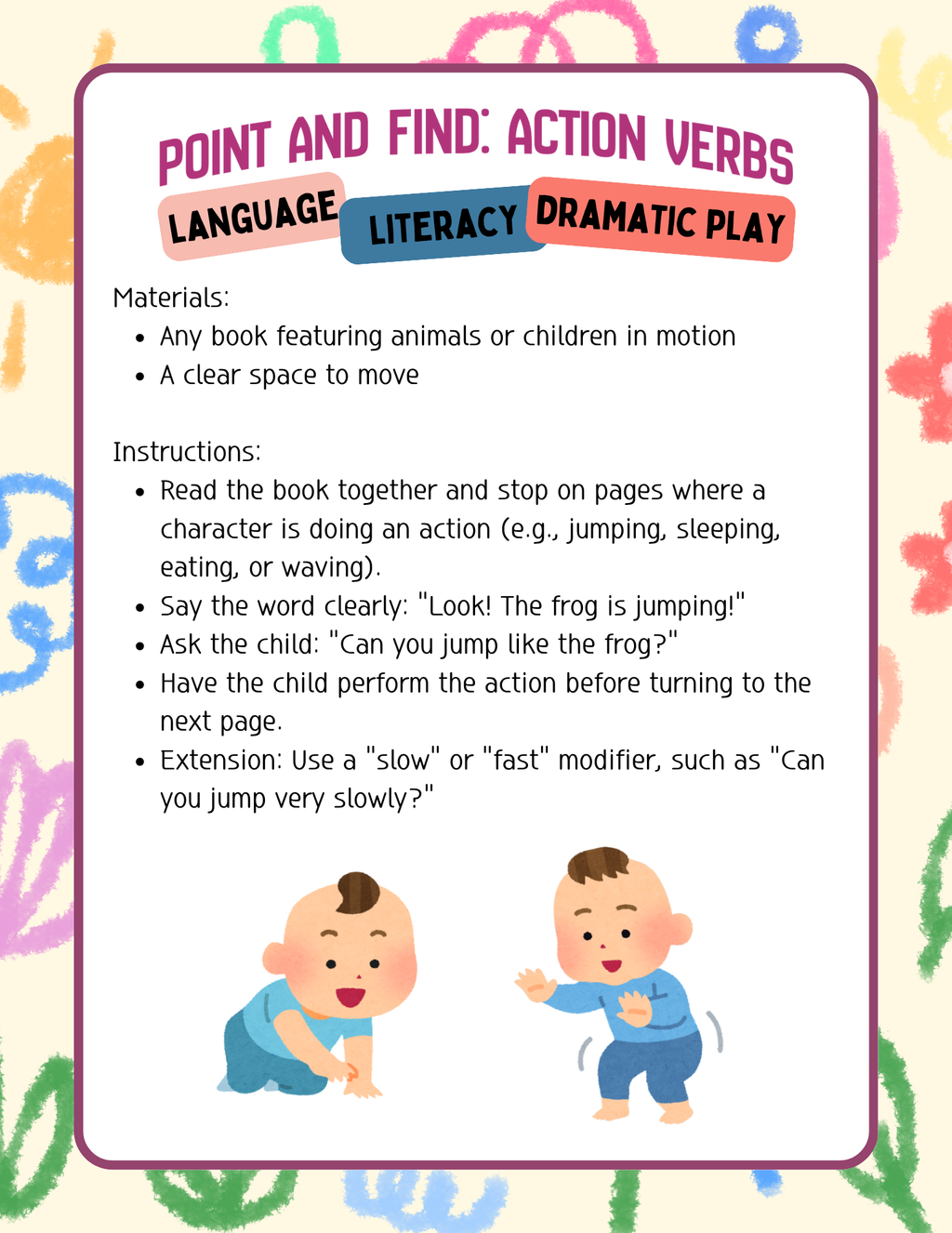 Nanny's Play and Learn- Nanny Activity Guide (Ages 1-2) | Printable Babysitter Tracker, Schedules & Keepsake Workbook